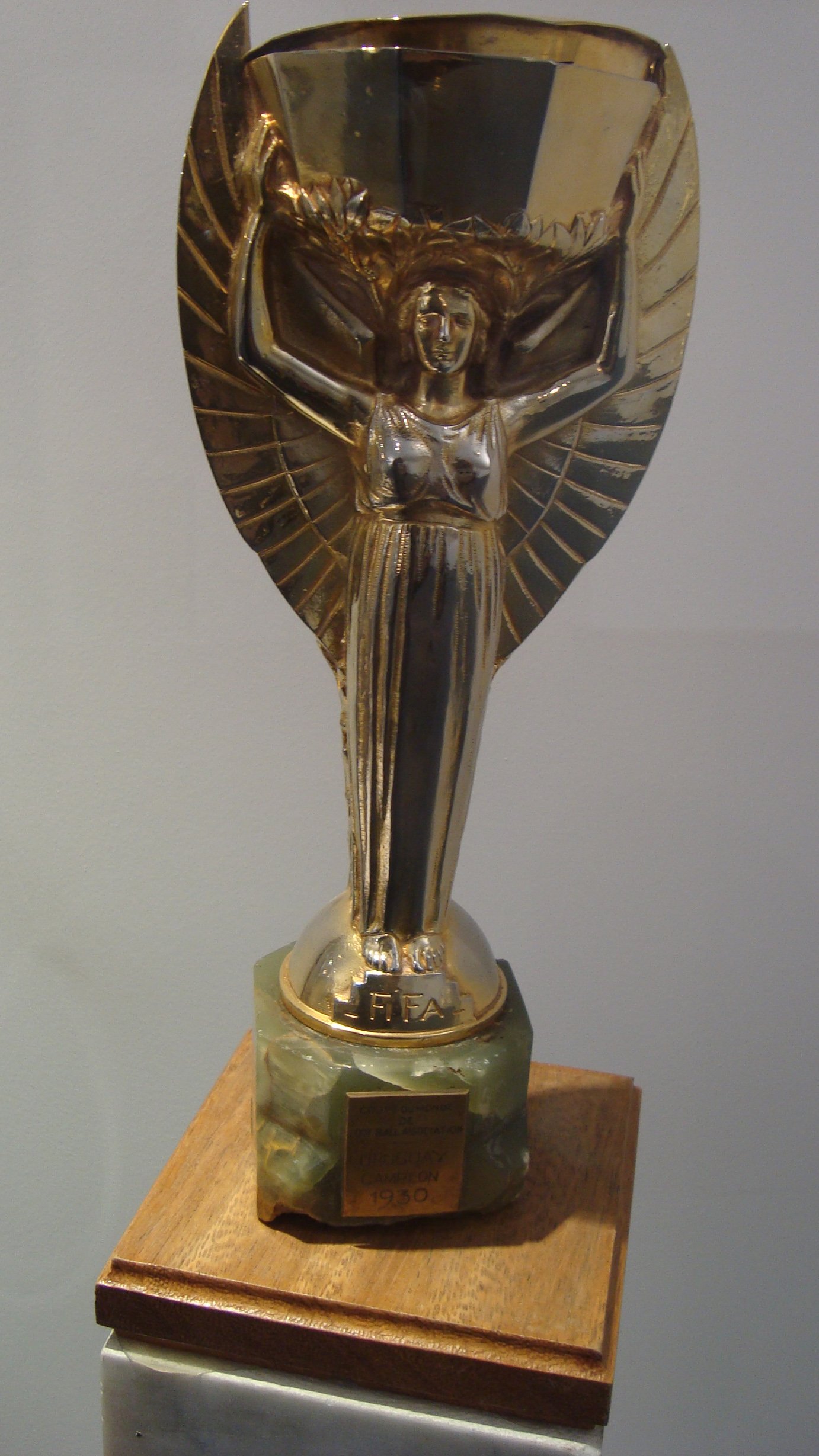 The Jules Rimet Trophy, won outright by Brazil after their third title in 1970