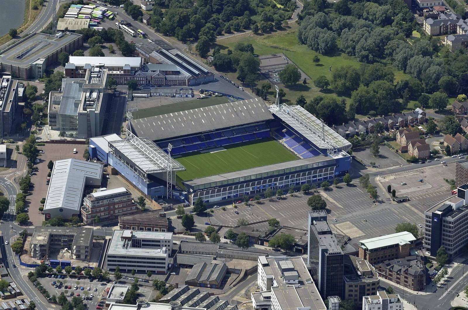 Aerial view of Portman Road, home of Ipswich Town