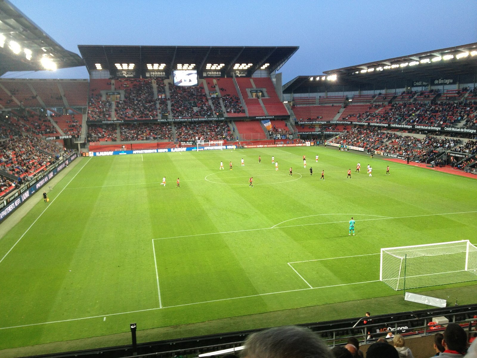 A Ligue 1 match under way at Roazhon Park in Rennes